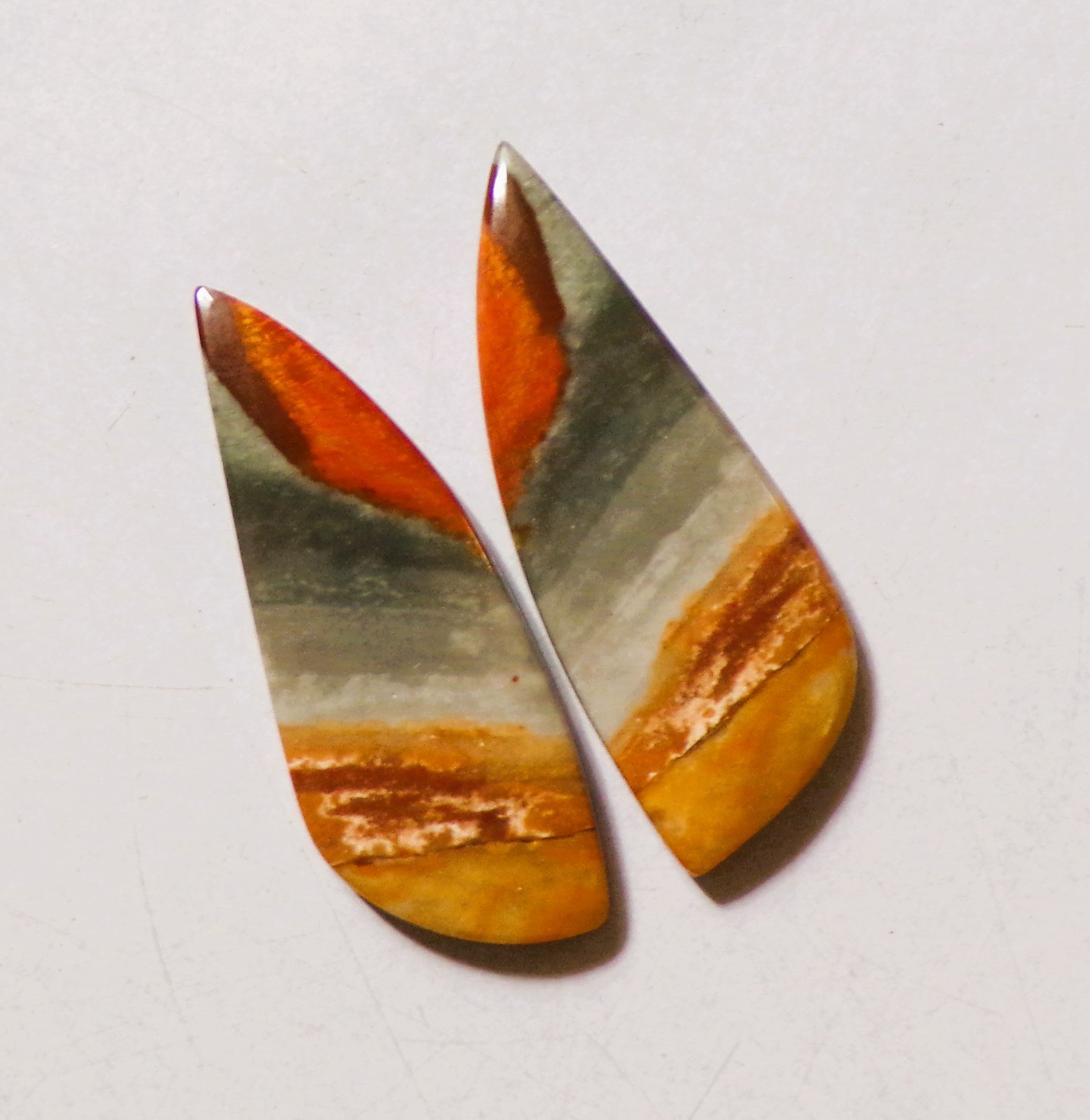 20.40 Cts Natural Polychrome Jasper Cabochon Match Pair Gemstone 31X12MM 03