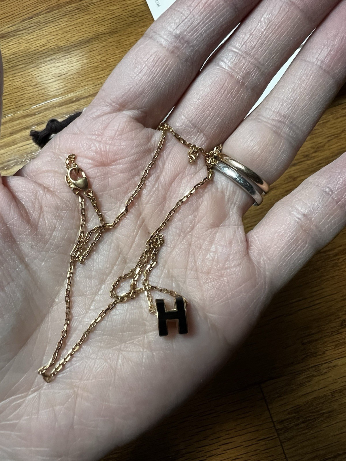Hermes Mini Pop H Pendant Black with gold