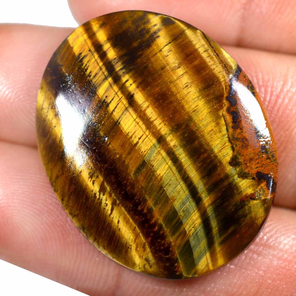 43.50 Cts 100% Natural Chatoyant Tiger Eye Loose Cabochon 27×34 mm Gemstone OG35