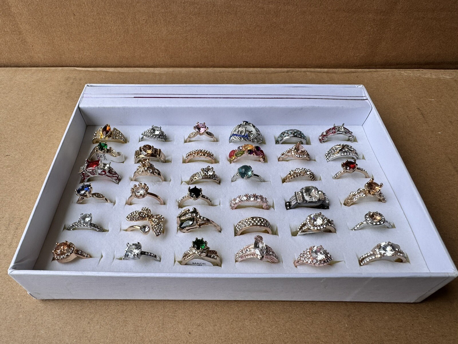 Wholesale Bulk Lot 36 pcs CUBIC ZIRCONIA Rings Women Fashion(Includes Ring case)
