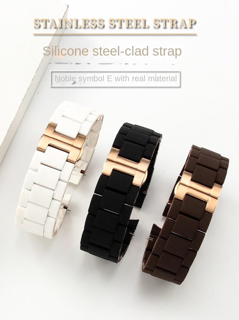 High-quality Rubber-coated Stainless Steel Watch Band Strap 20 23mm Fits Armani