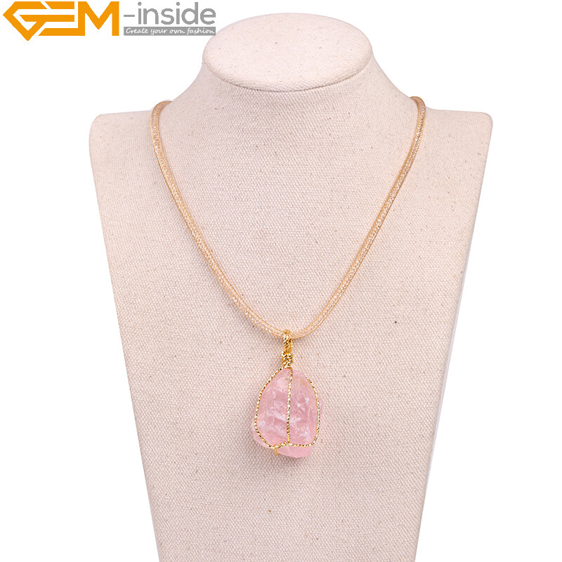 Natural Charm Necklace Raw Crude Crystal Pendulum Quartz Pendants For Women
