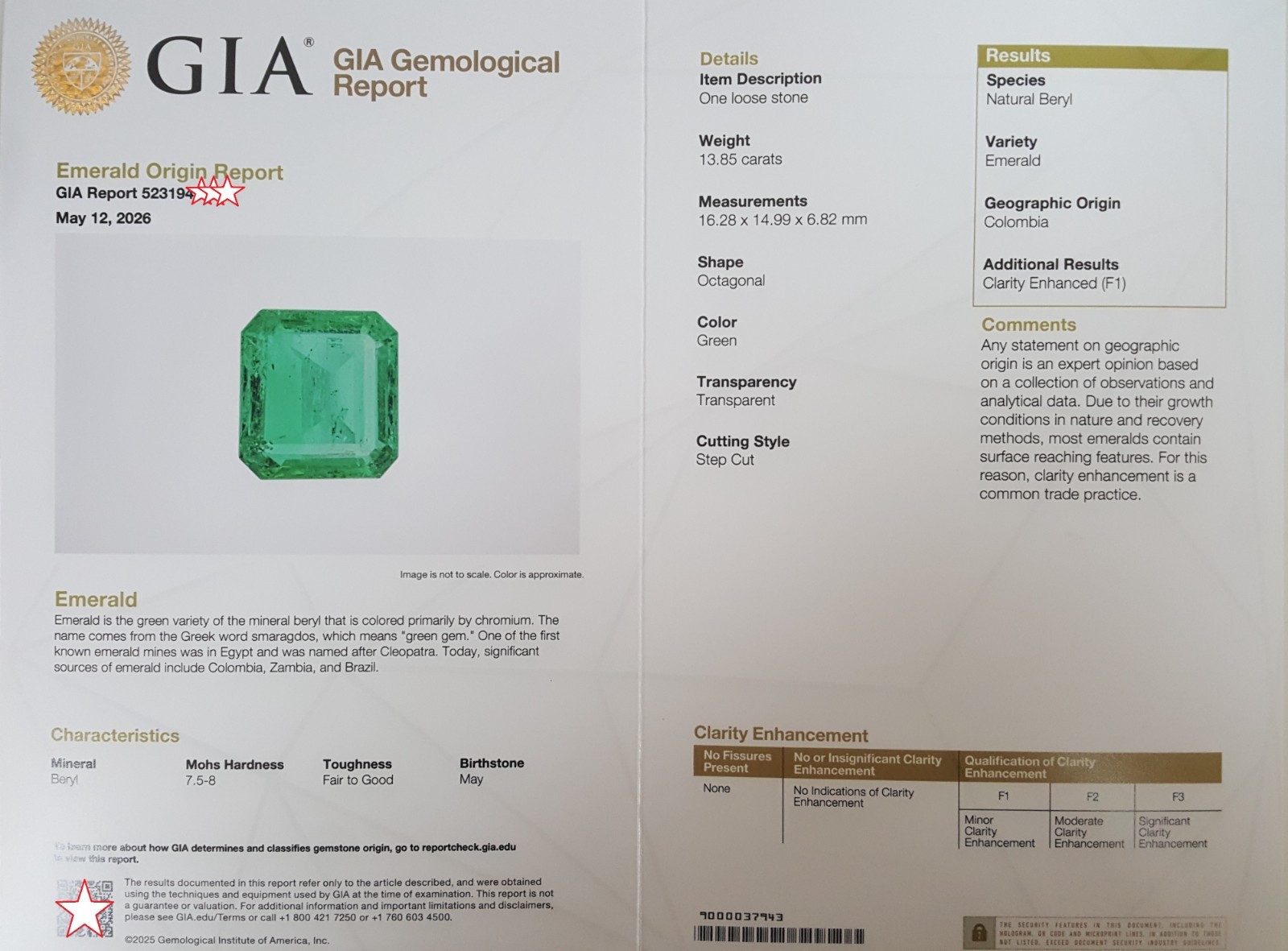 Colombian Minor Green Emerald Trillion Diamond 18k Gold Ring 14.85 ct Rtl $200K
