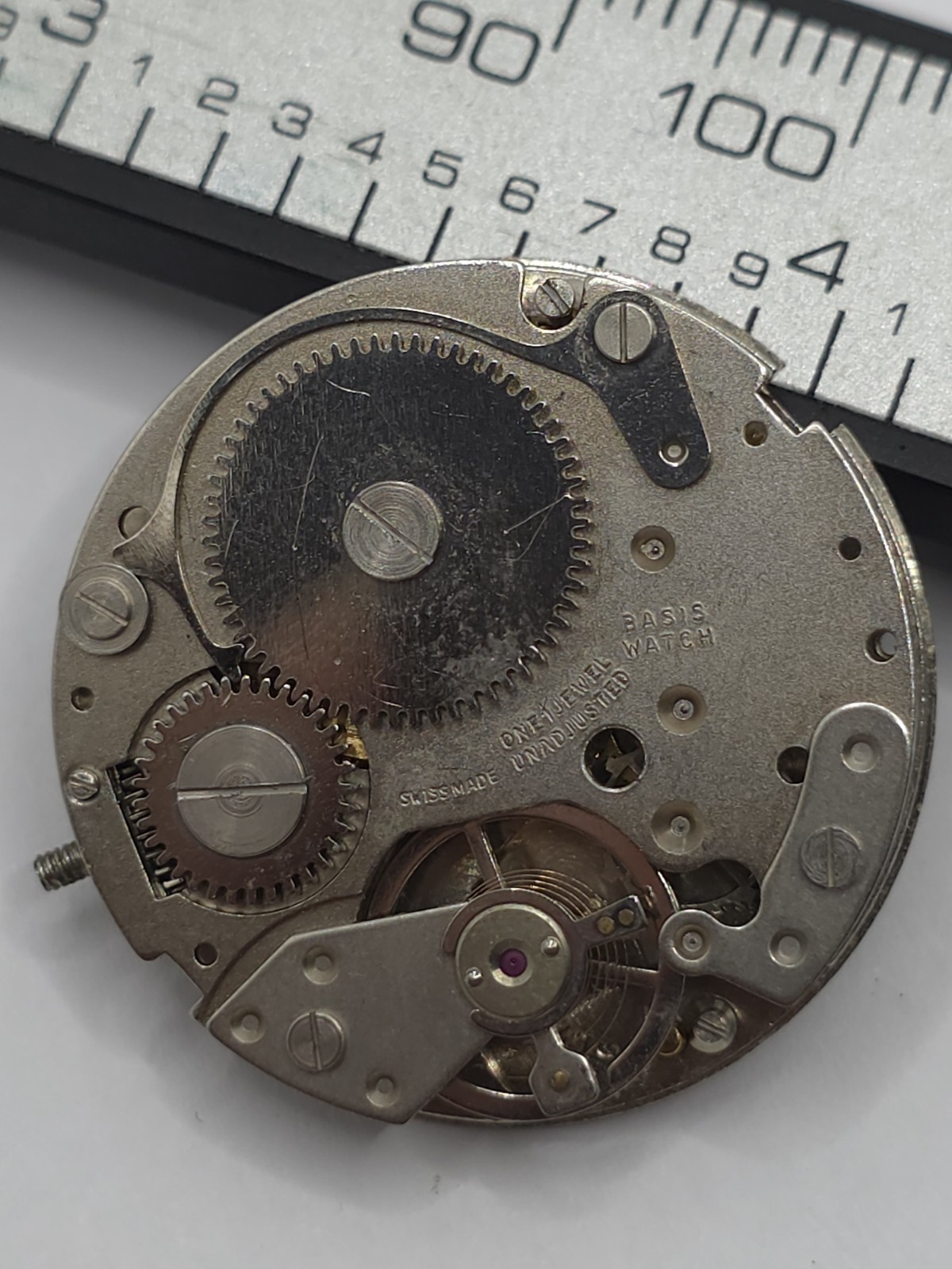 Vintage ORION Watch Movement Cal. BFG 866 Black Dial 2 Hands Main Spring Parts