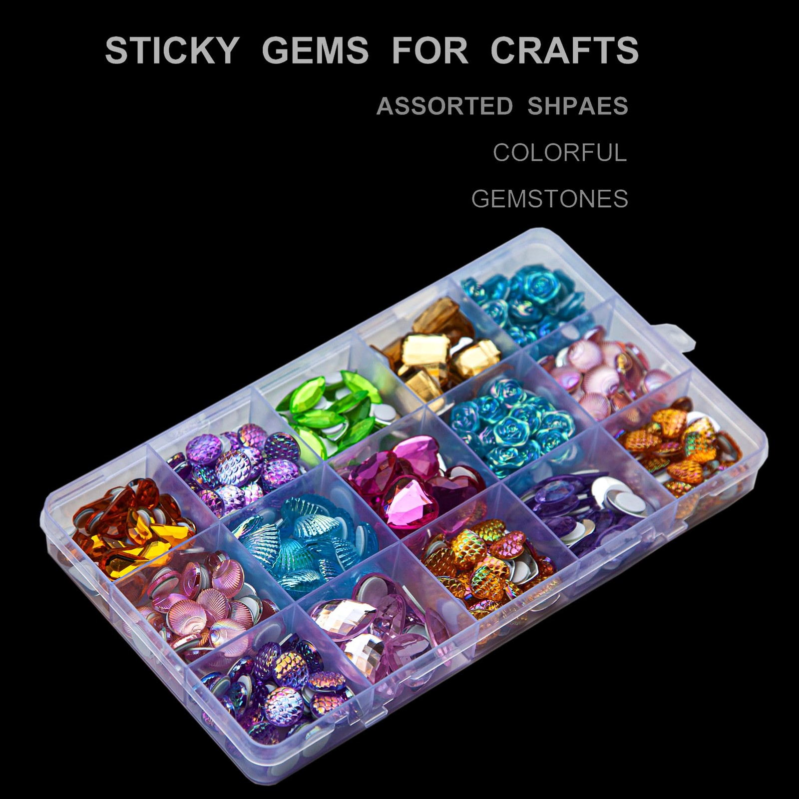 Bulk Self Adhesive Gems Jewels for Kids Crafts Rhinestones colorful10 Shapes …
