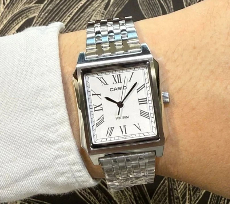 Casio MTP-B190D-7B Analog Stainless Steel White Dial Date Quartz Dress Mens