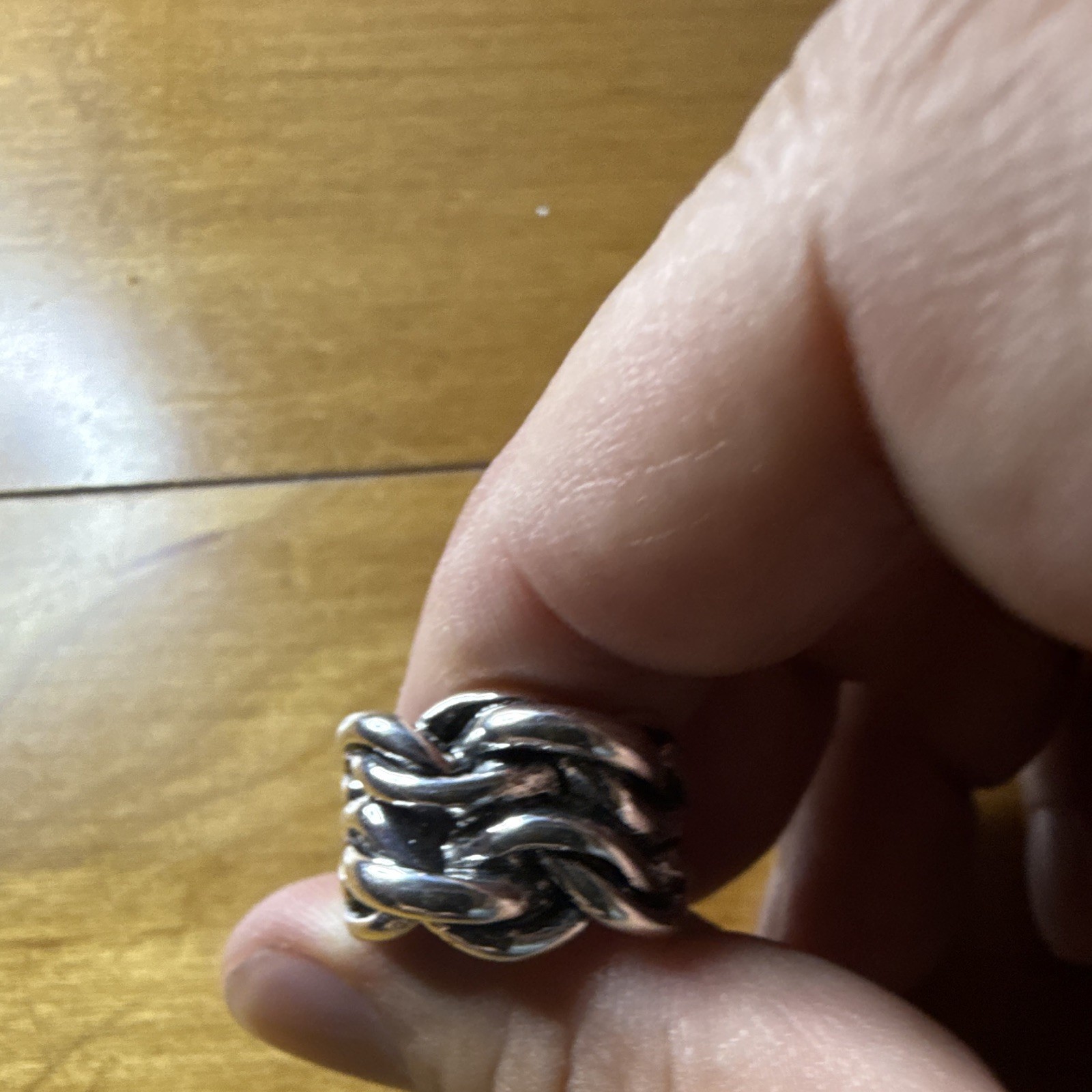 Silver Tone Chain Link Band Ring Size 17 No Stone Metal Fashion