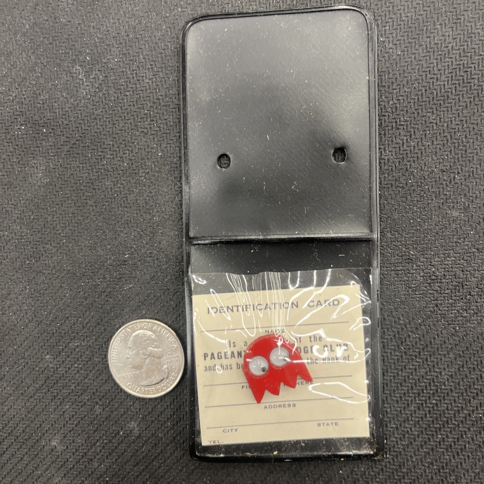 Vintage Pacman Ghost Red enamel pin lapel tie tack Goggly eyes