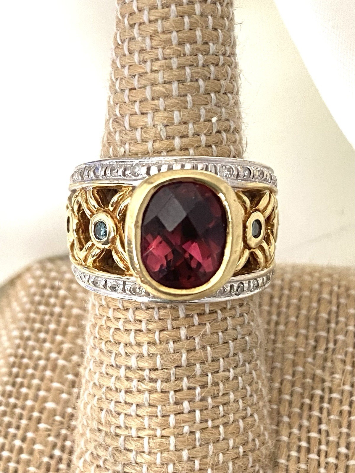 Michael Valitutti NH Vintage 18K Rhodolite Garnet & Diamond Ring-Sz 7- 16.20 Gms