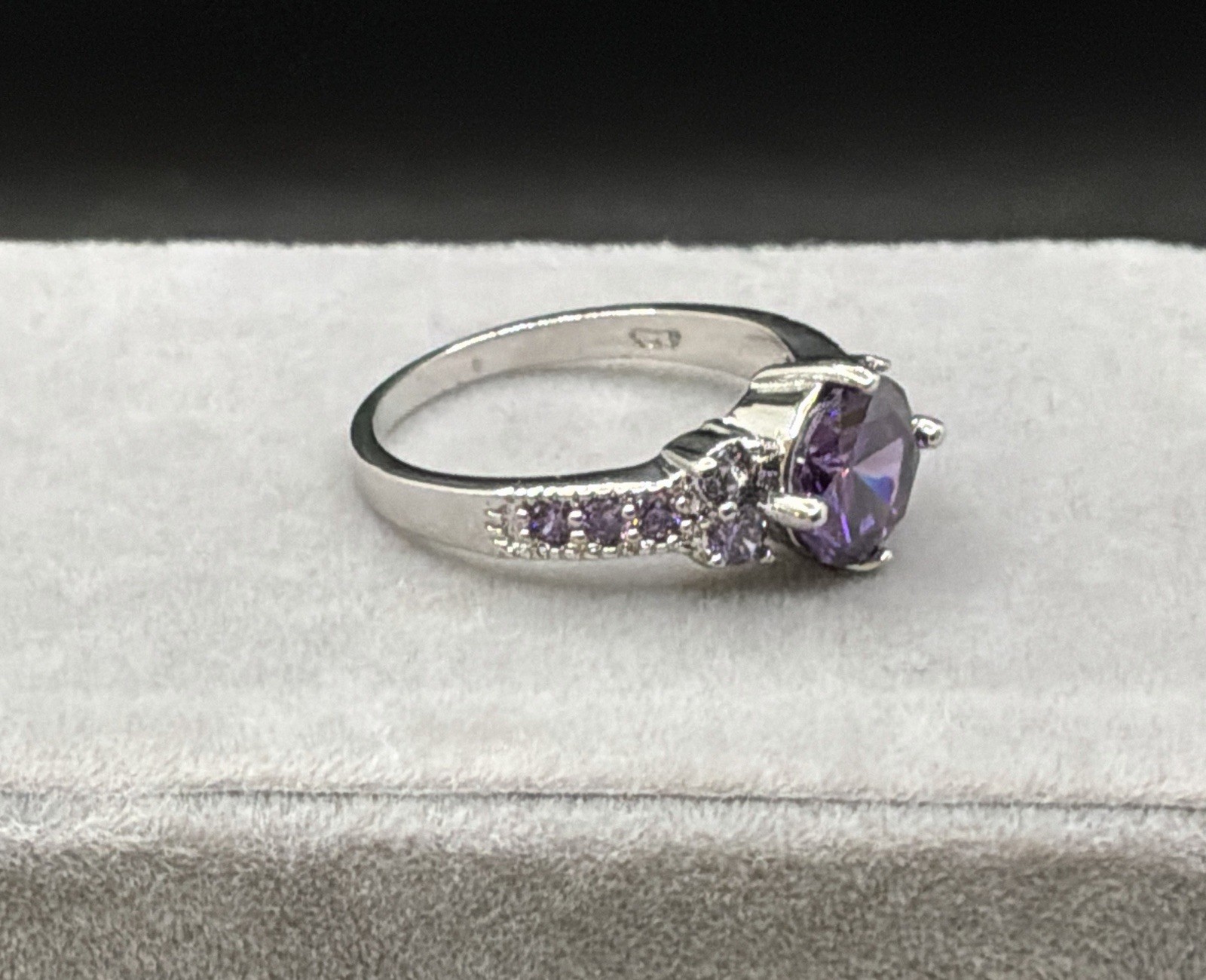 AMETHYST RING – 8mm Or 2.0ctw – Amethyst Accent Stones – .925 Sterling Silver !!
