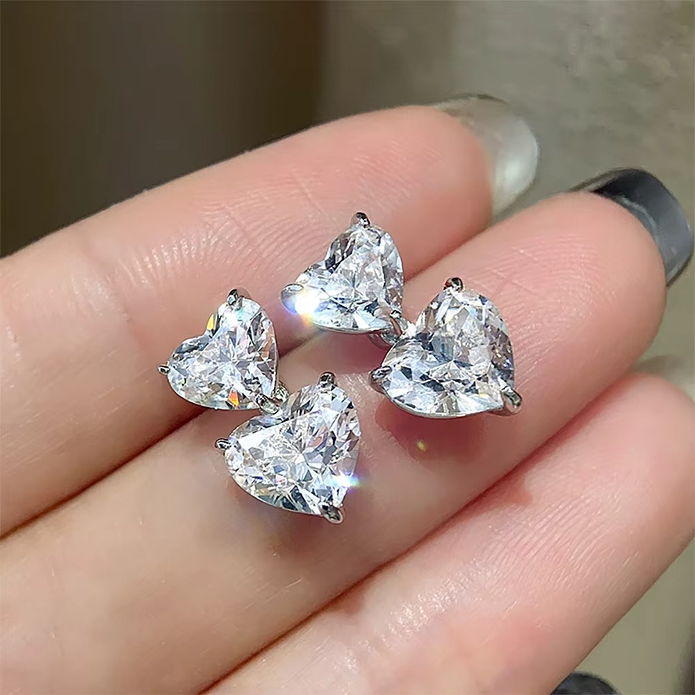 3Ct Heart Cut Moissanite Drop Earrings 925 Sterling Silver GRA Certified Gift
