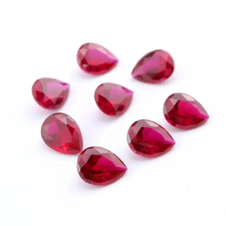 Natural Mozambique Blood Red Ruby Loose Pear Gemstone Cut 30pcs