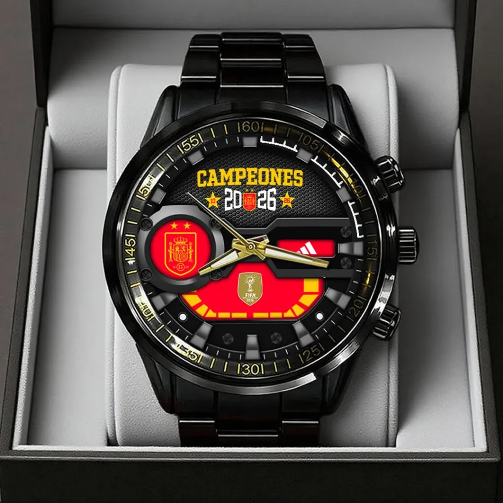Spain 2026 Champions Black Stainless Steel Watch –4478