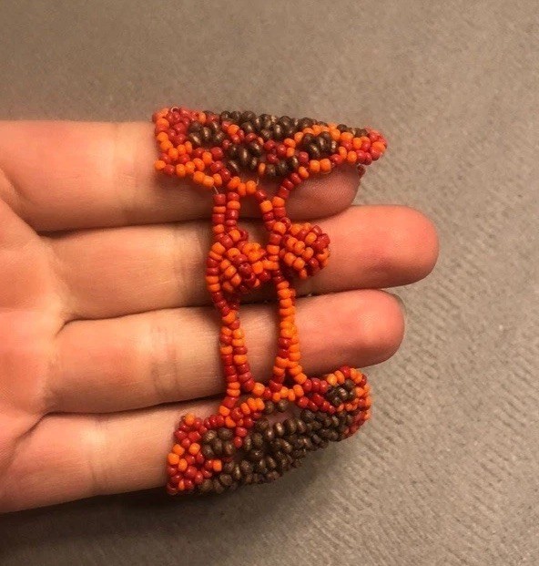Small Brown and Orange Beaded Bracelet for Women