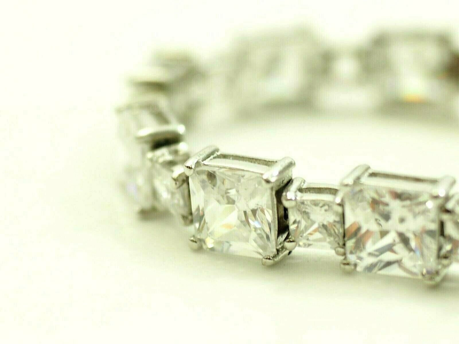 Fine Ladies 31 carat Radiant cut Cubic Zirconia Tennis Bracelet Sterling Silver