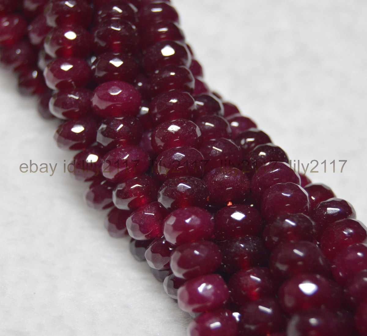 Pretty 4X6mm Faceted Dark Red Garnet Gemstone Roundel Loose Beads 15″