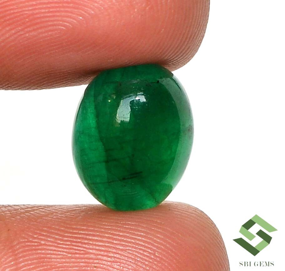 14×11 mm Certified Natural Emerald Oval Cabochon 7.36 CTS Loose Gemstone