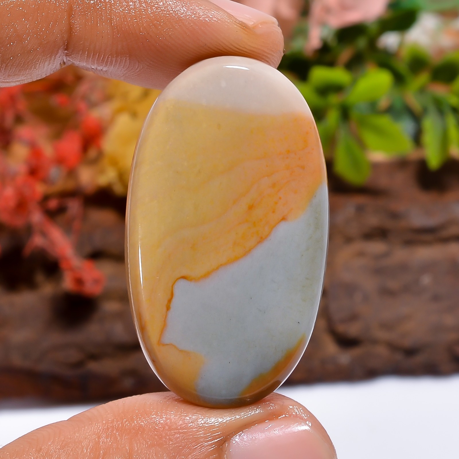 Natural Polychrome Jasper Oval 37Ct Loose Gemstone 38X22X5mm Wire Wrap