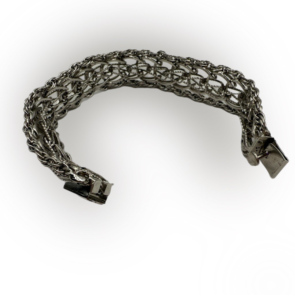 Vintage ELCO Sterling Silver Woven Chain Bracelet