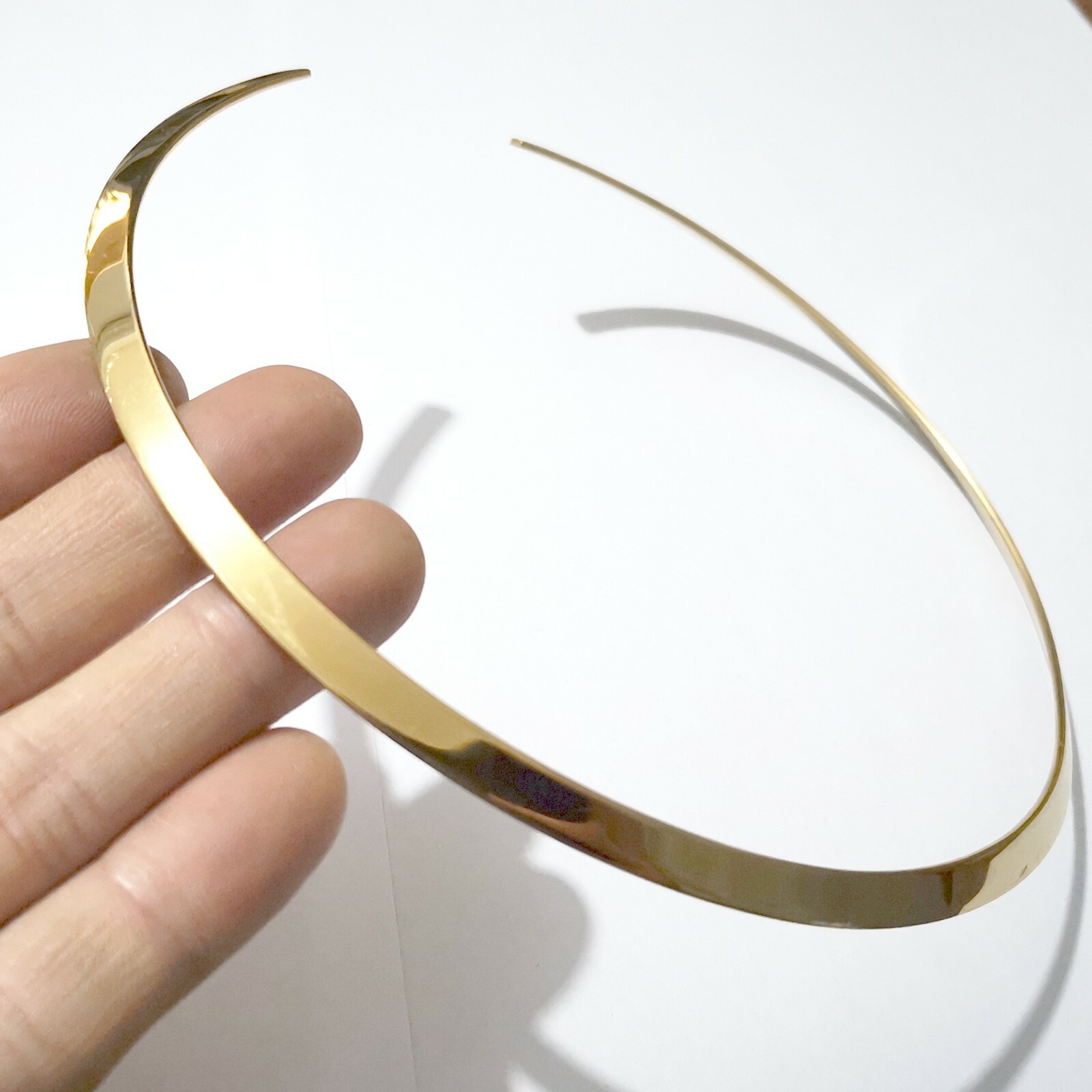 Hot Trendy Mens women 6mm Gold Stainless Steel Choker Collar Open Cuff Necklace