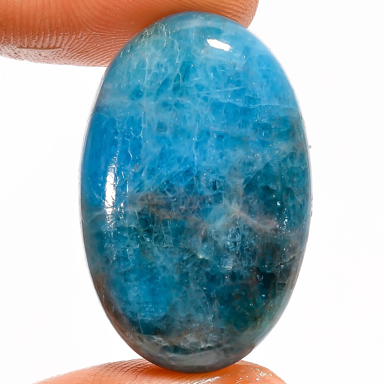Natural Neon Blue Apatite Oval Shape Cabochon Gemstone 50.5 Ct 32X20X7mm EE53311