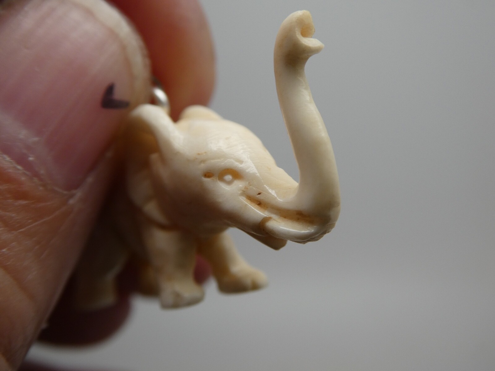 ELEPHANT Carved Water Buffalo Bubalus Bubalis Bone Pendant Necklace With Cord