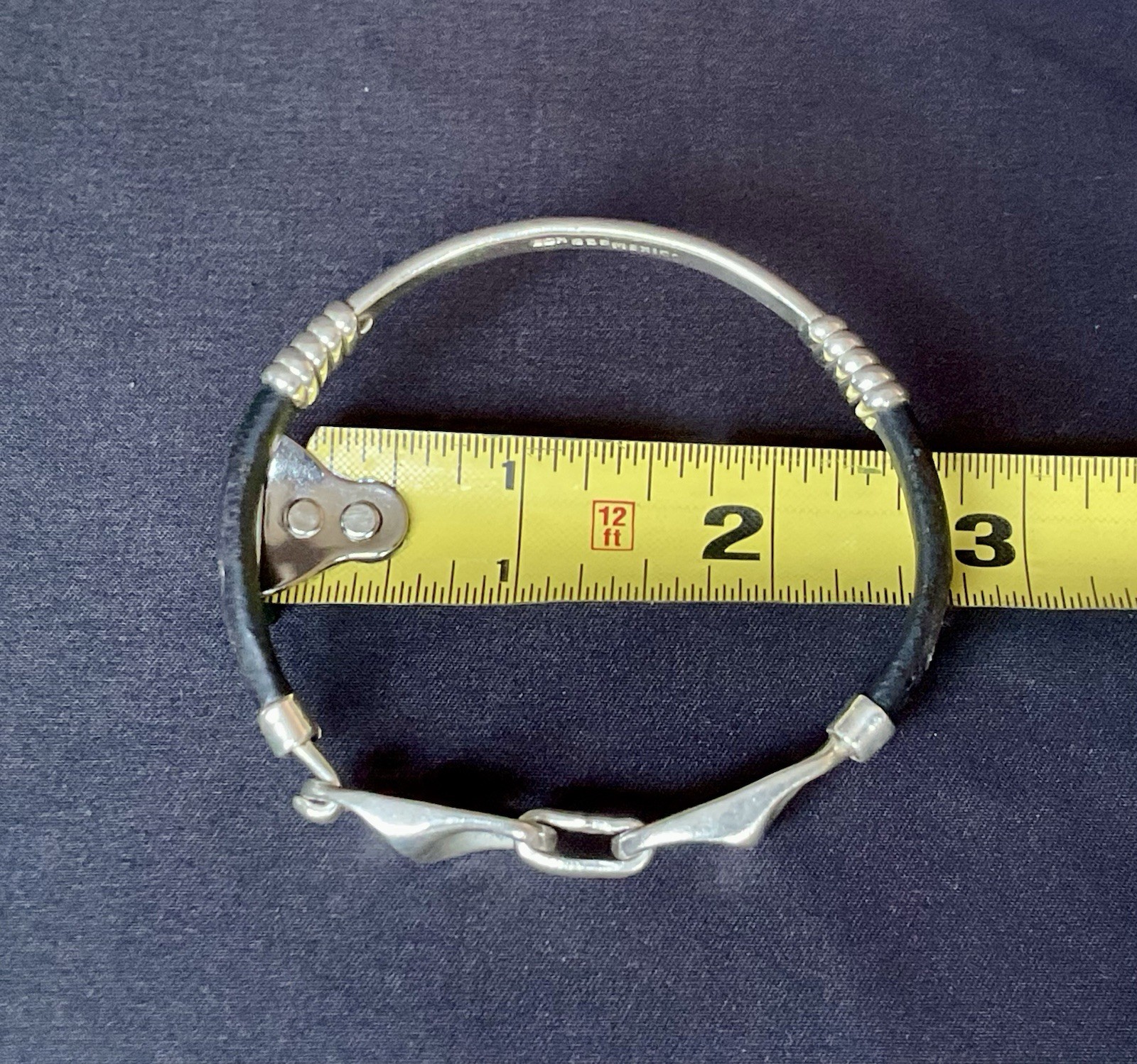 HOB Mexico Bracelet 925 Sterling Leather 7 Inch House Of Bangles 34 Grams