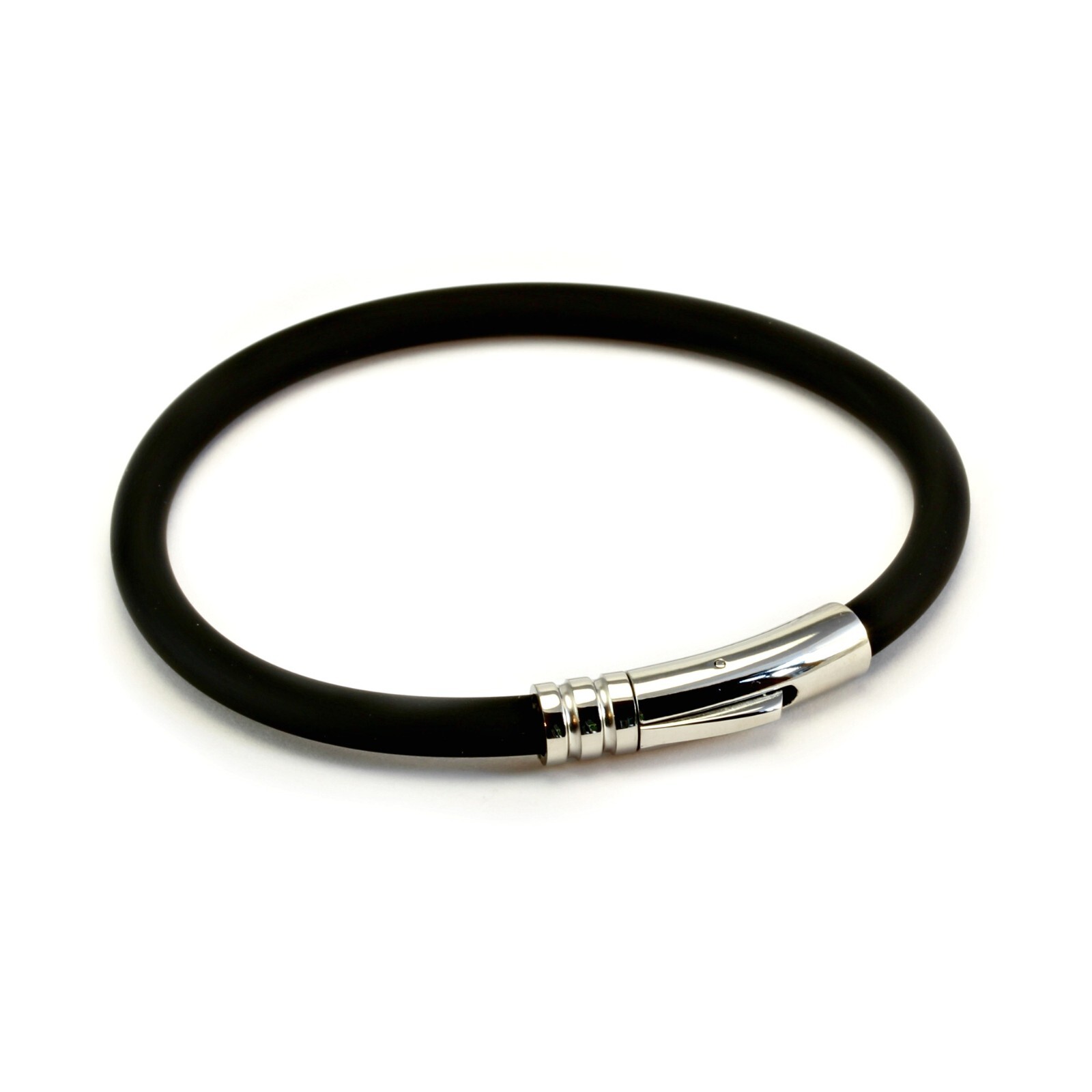 Men’s Chunky Rubber Bracelet-5mm Genuine rubber with Stainless Steel Clasp