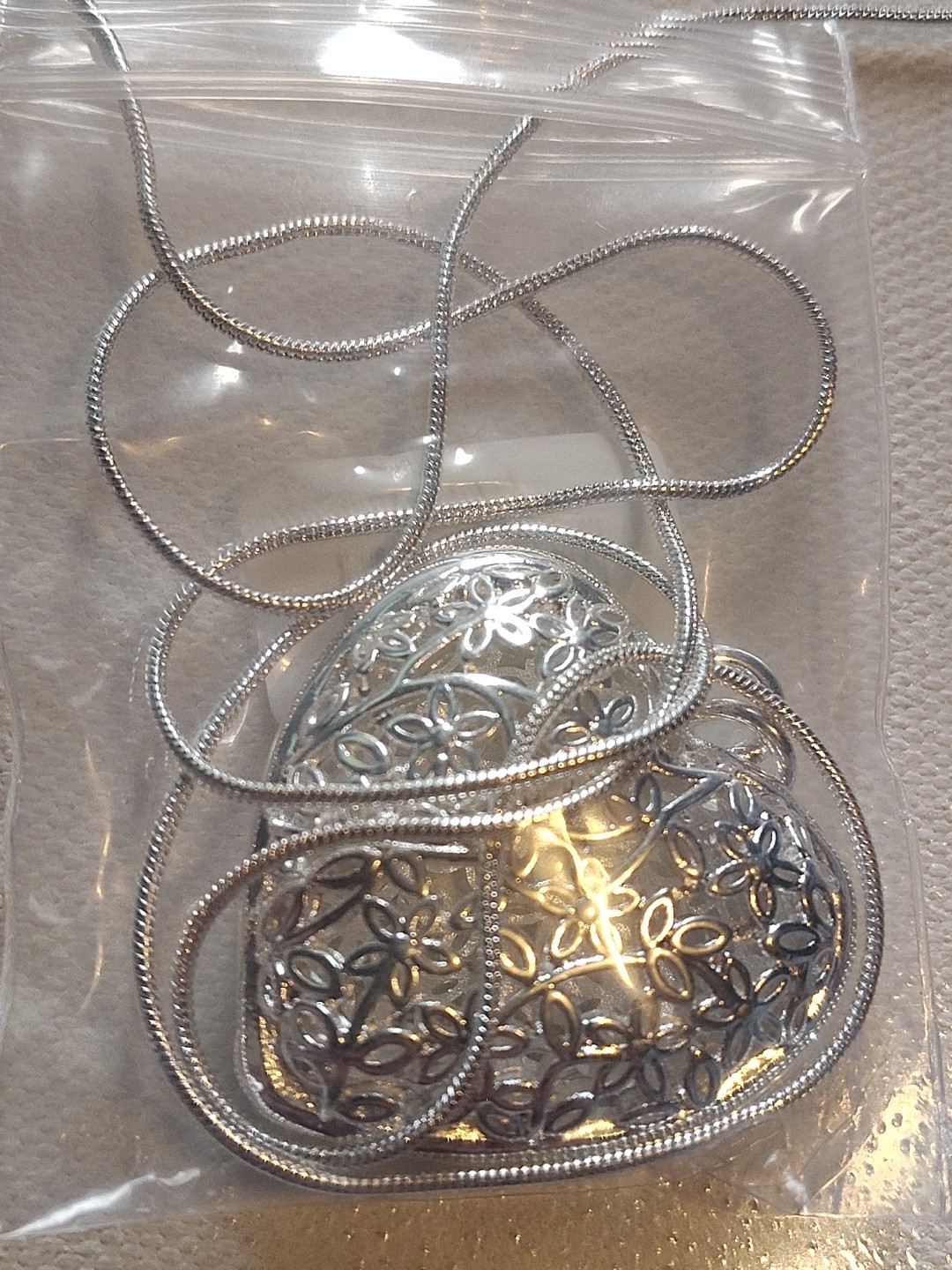 Silver Heart Filigree Pendant 925 Charm Necklace Wedding Fashion Jewelry 26″ New