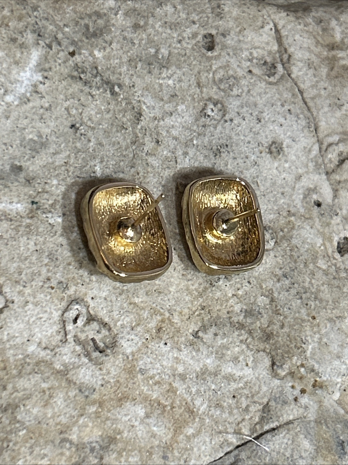 28. Christian Dior 14K Post Gold tone Black Enamel Crystal Stud Earrings 15.4mm