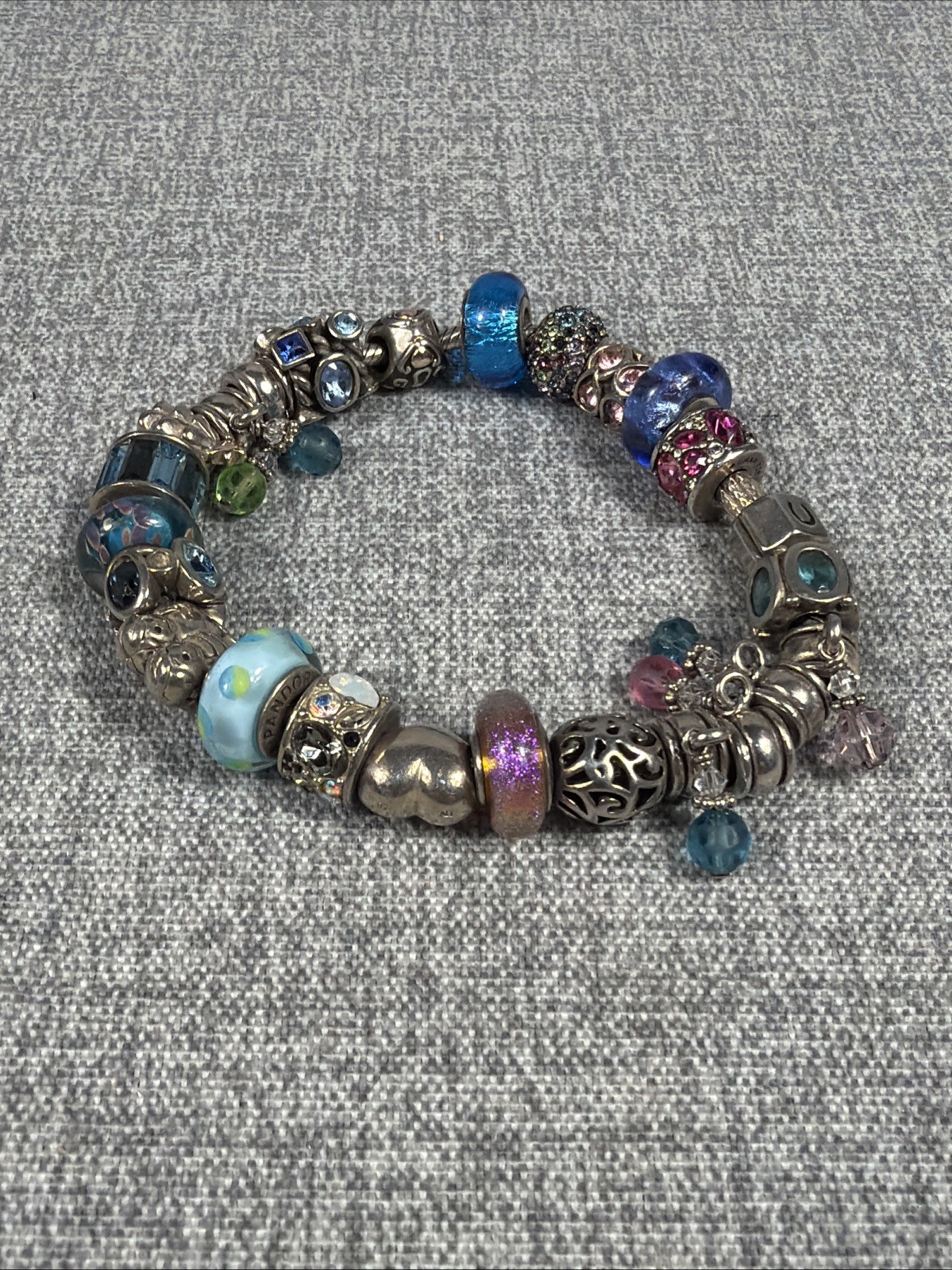 925 Sterling Silver Chamilia Charm 8” Bracelet – 24 Charms – Several Retired –