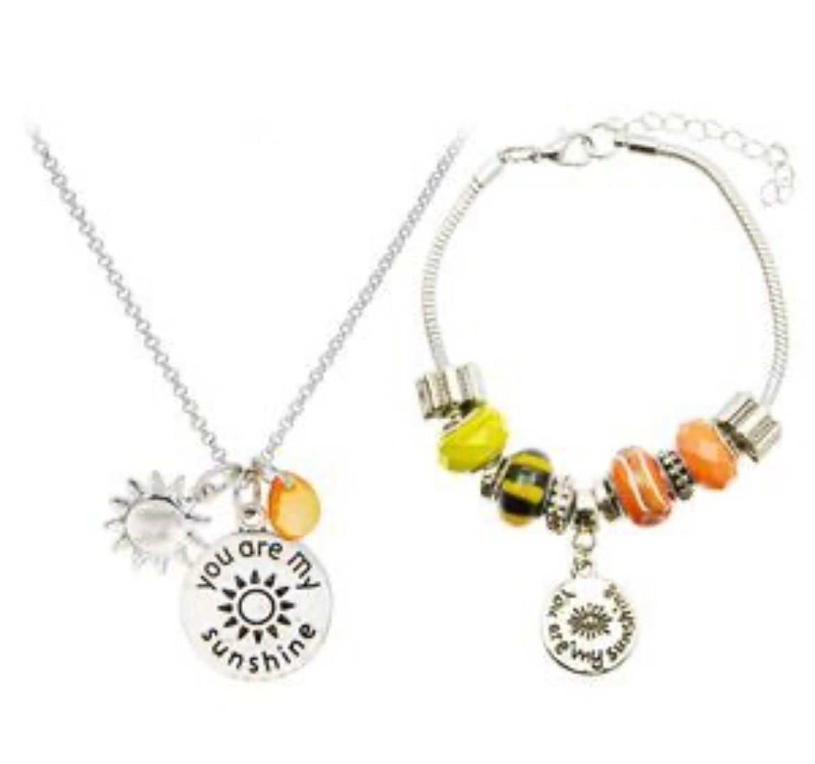 Glam & Glow “You Are My Sunshine” Charm Bracelet and Necklace Set