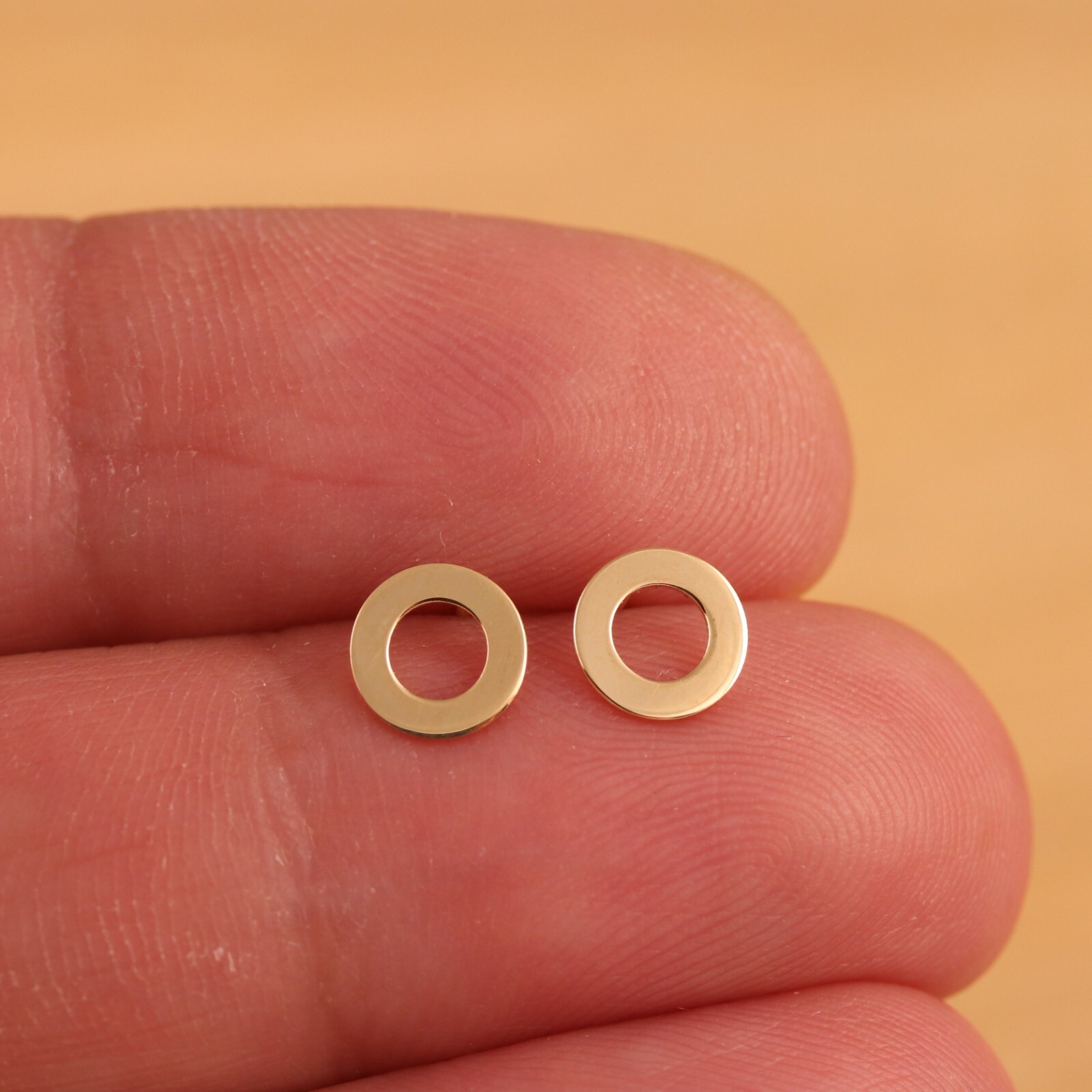 Genuine 9ct Gold Open Circle Stud Earrings 7mm Diameter a Pair Gift Boxed