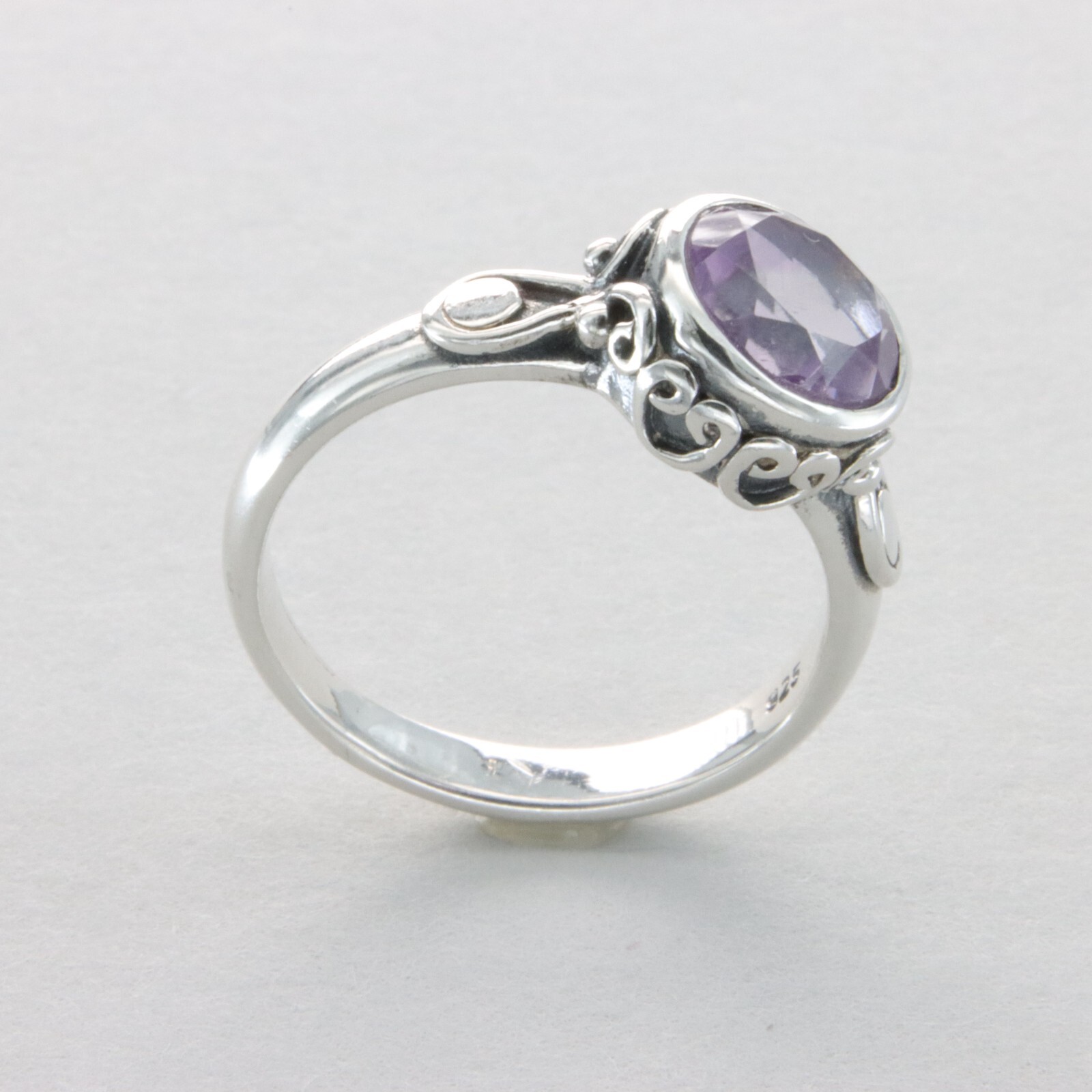 Natural and Round AMETHYST Ring – Multiple Sizes – 925 STERLING SILVER #11e