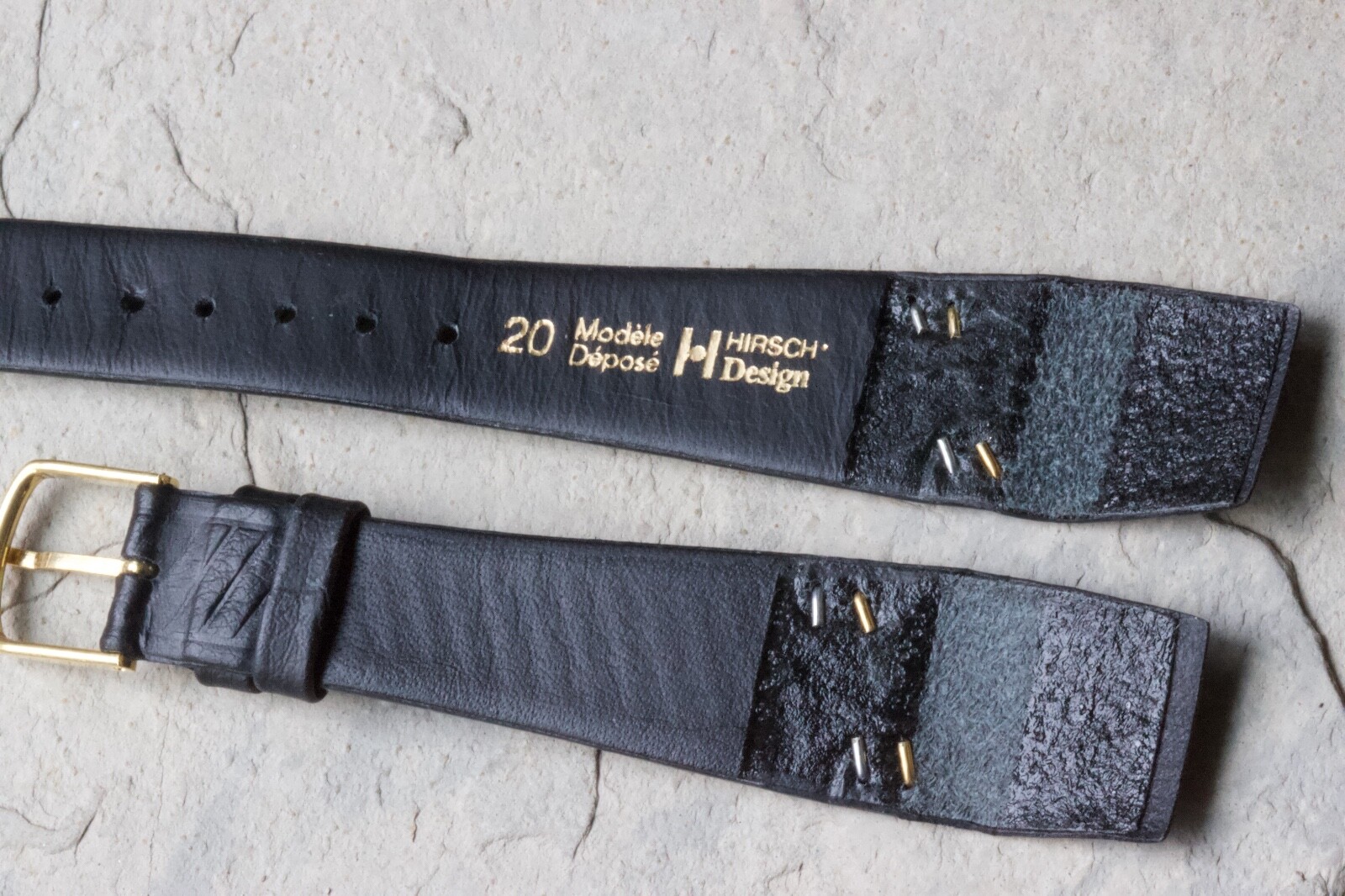 Very unique 19mm Hirsch open-ended vintage watch strap 1960s new old stock