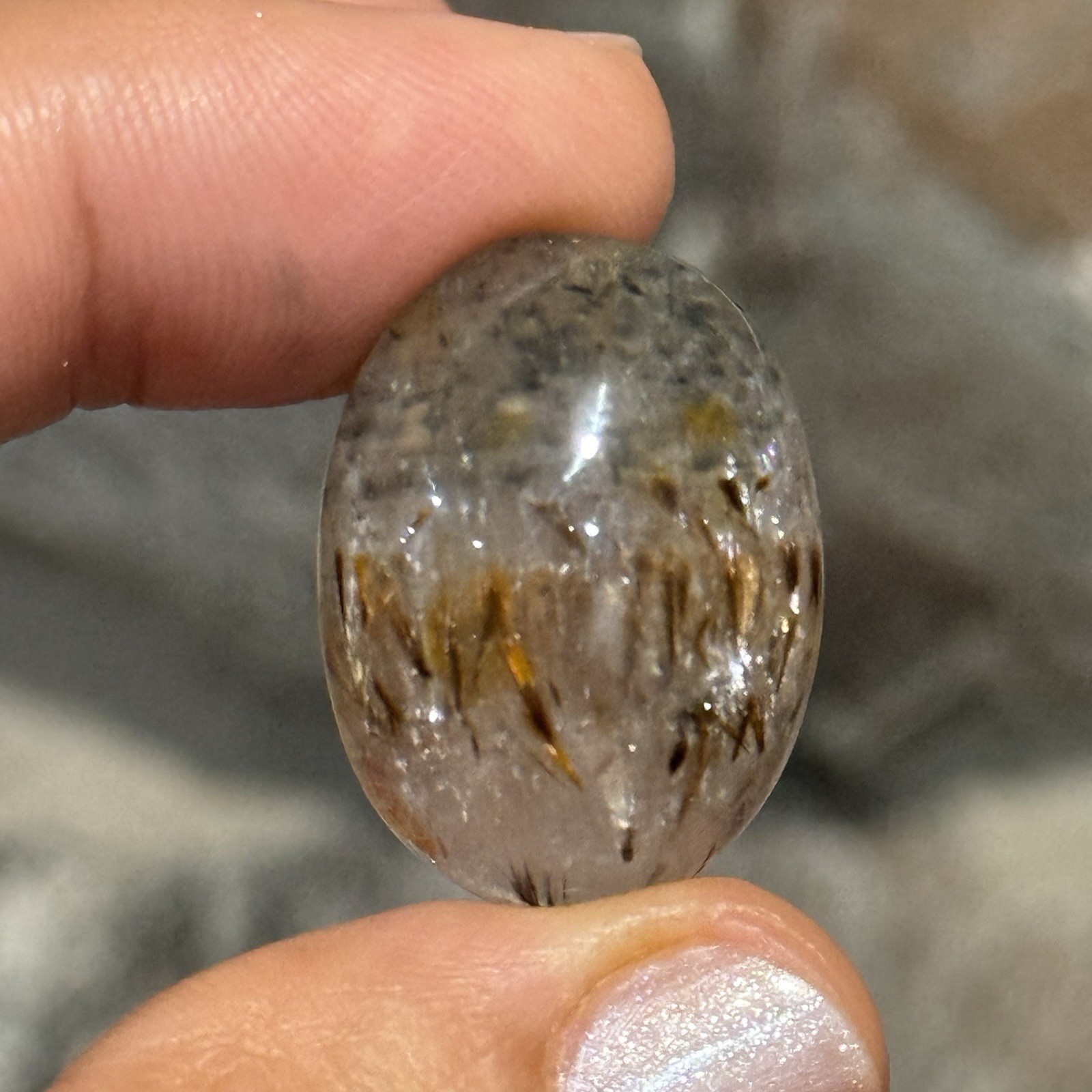 35ct 25.5x19x9.5mm Smooth Oval Cacoxenite Cabochon High Dome Power Stone