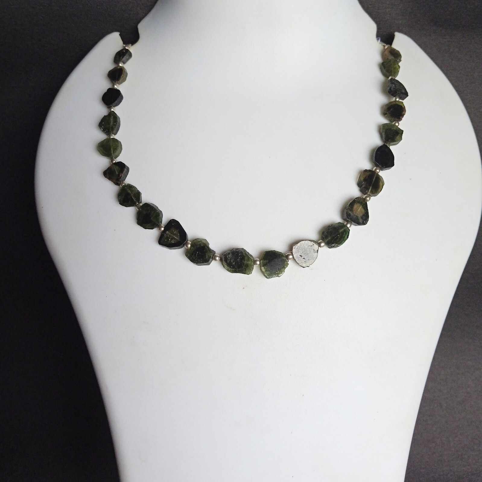 35 Carat Natural Bi Color Tourmaline Slice Beads 8 Inch For Necklace Jewellery