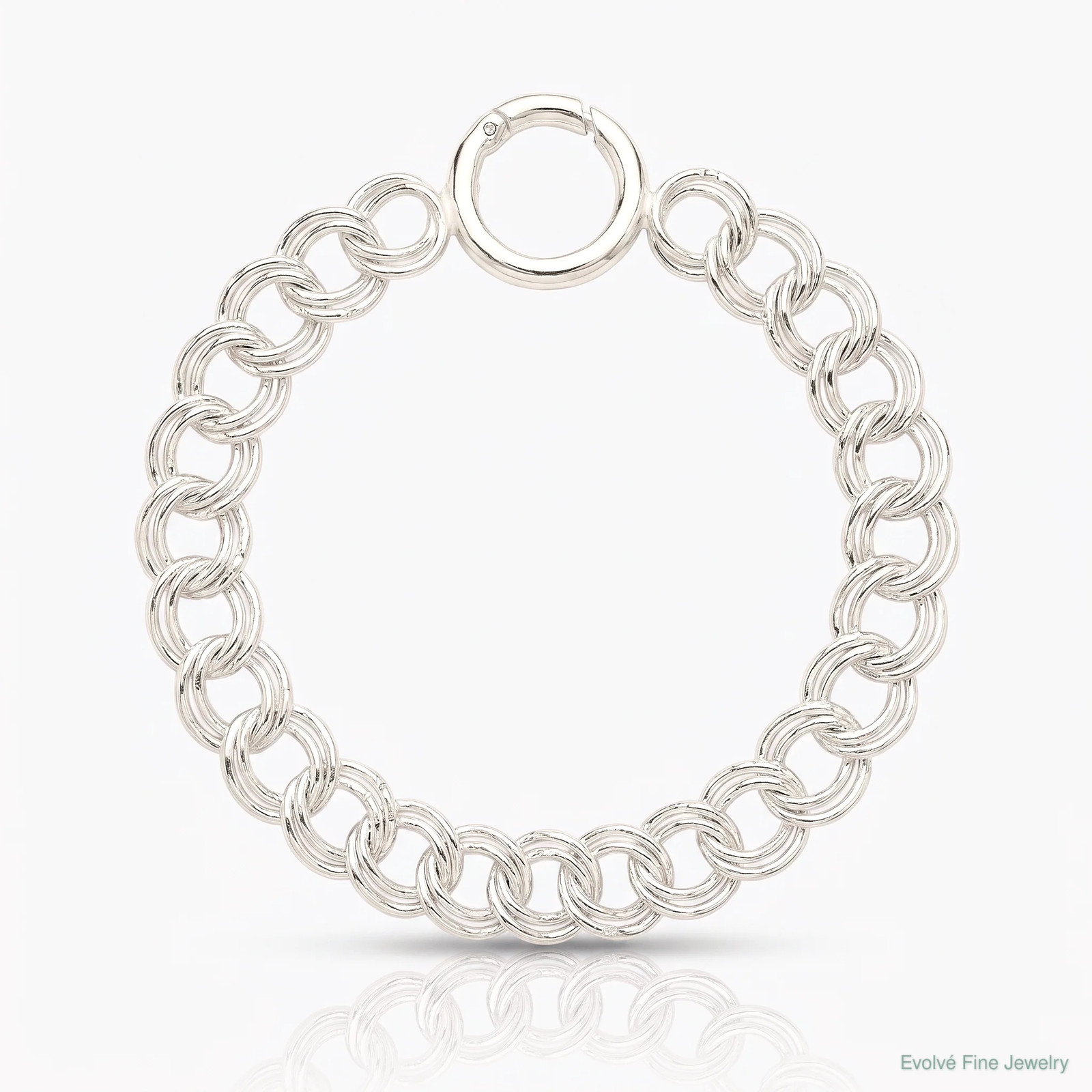 Sterling Silver Polished Double Link 7in Charm Bracelet
