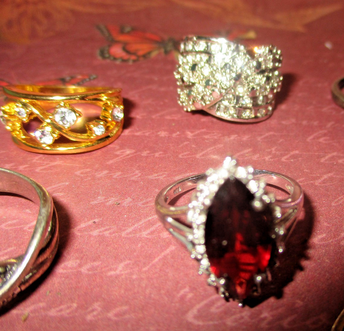 Beautiful Sterling Silver Rings Lot Of 7 Multi Colored Stones Marked .925