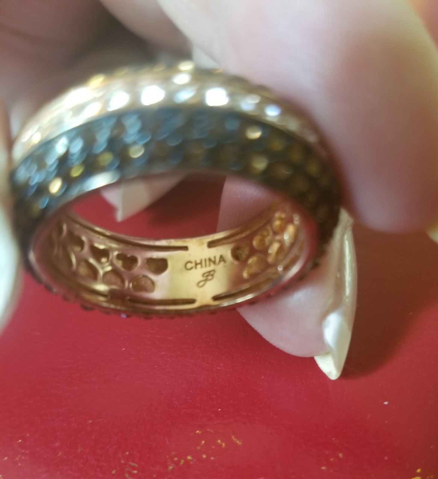 Vintage Joan Boyce Chocolate Clear Pave CZ Rose Gold Plated Band Ring, Size 10