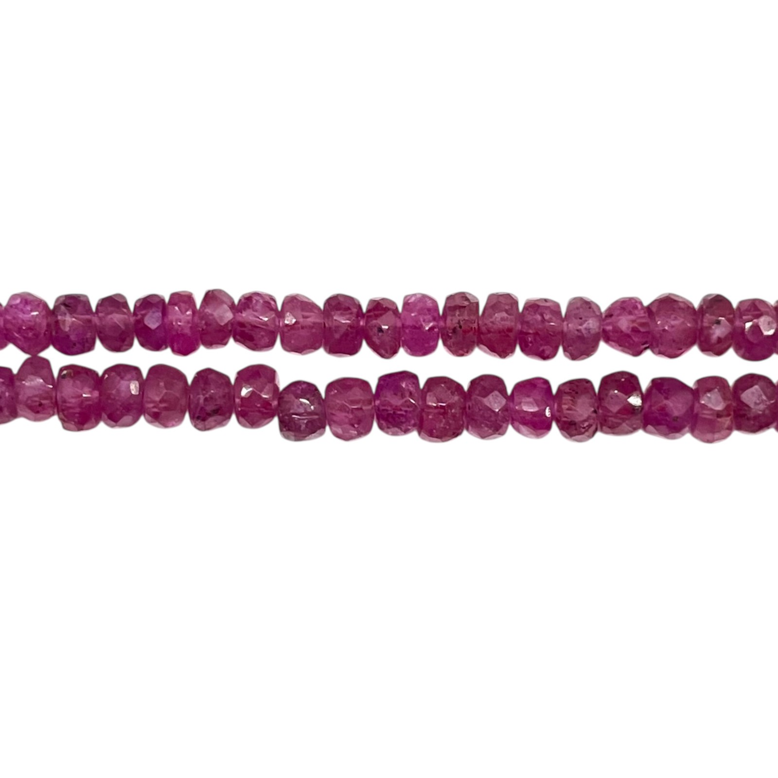 18 Inch Natural Mozambique Ruby Necklace 3-4.5mm Faceted Beads 925 Silver Clasp