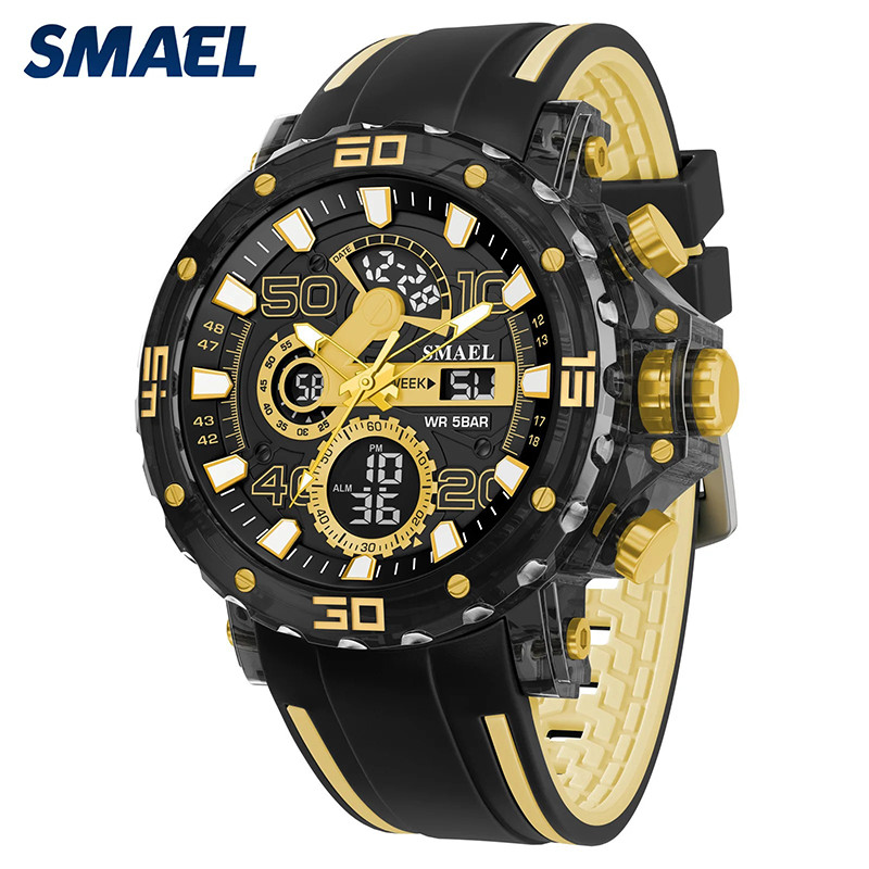 SMAEL 8136 Men’s Military Watch 50M Waterproof LED Chronograph Alarm Stopwatch
