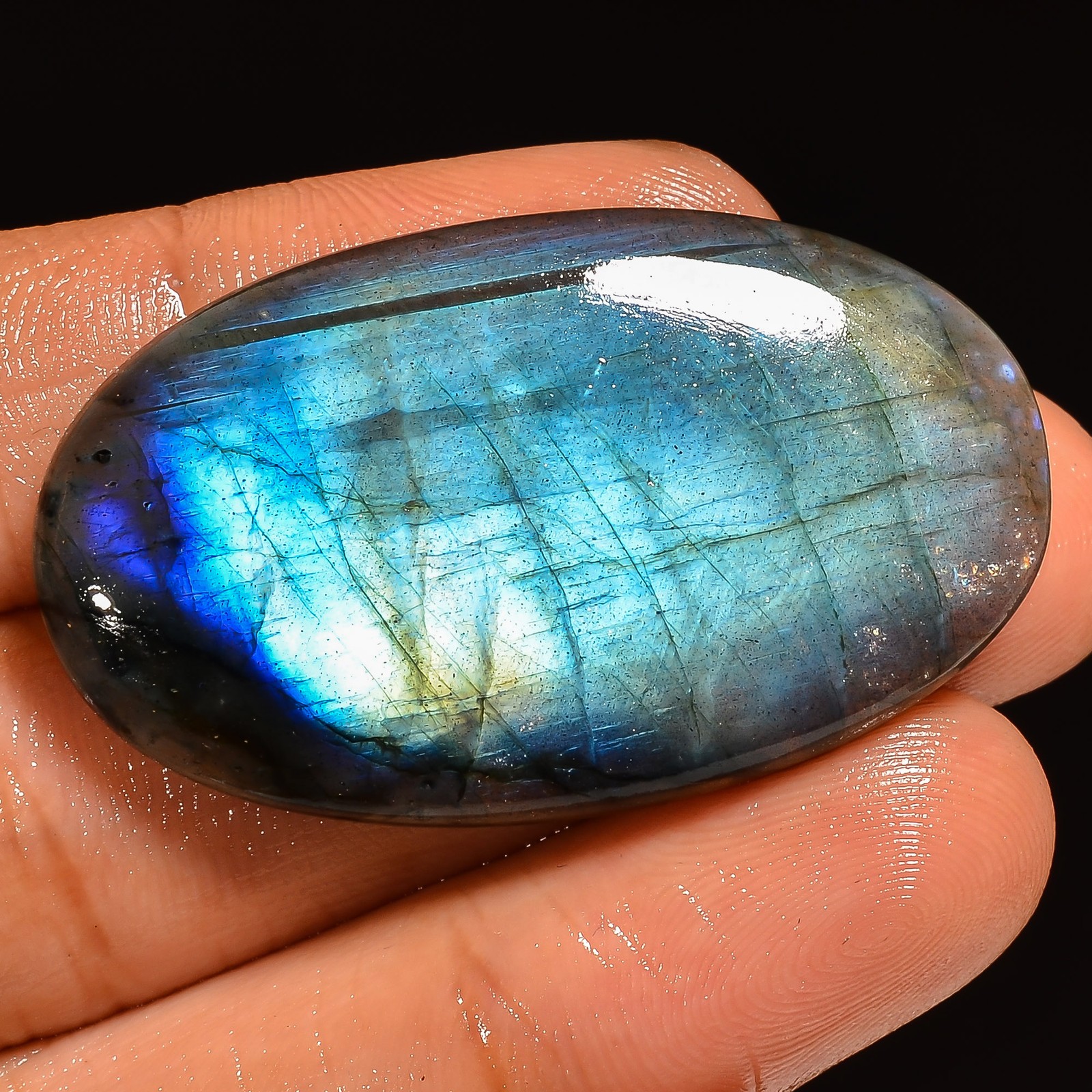100% Natural Labradorite Oval Shape Cabochon Gemstone 50.5 Ct 40X24X5 mm A-38225