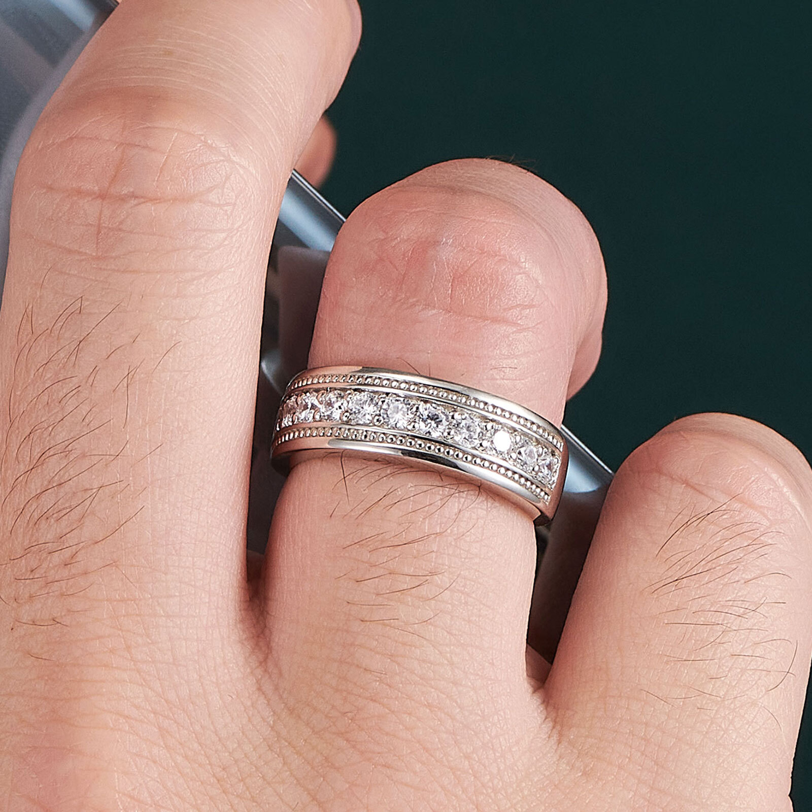 Mens Sterling Silver Ring Men Wedding Promise Ring Wedding Bands Him 6.8MM