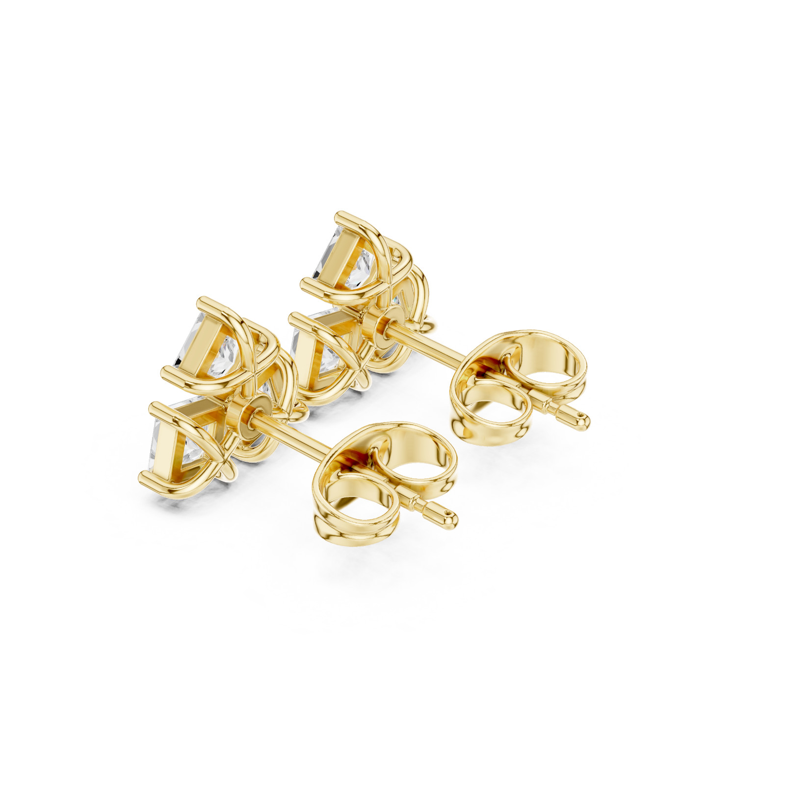 Princess Cut Natural VVS1 D Diamond Flora Cosmos Studs Earrings 14k Gold Over