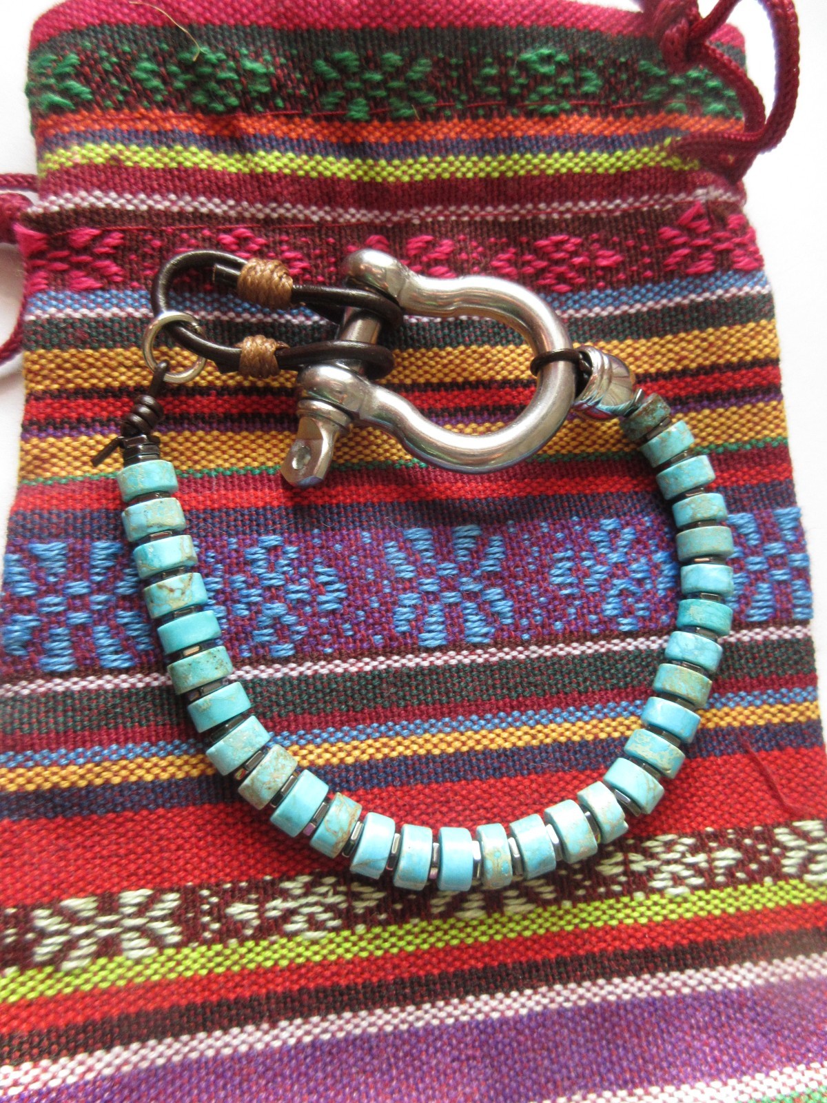 Horse Shoe Turquoise Gemstone Bracelet Size 7-1/2