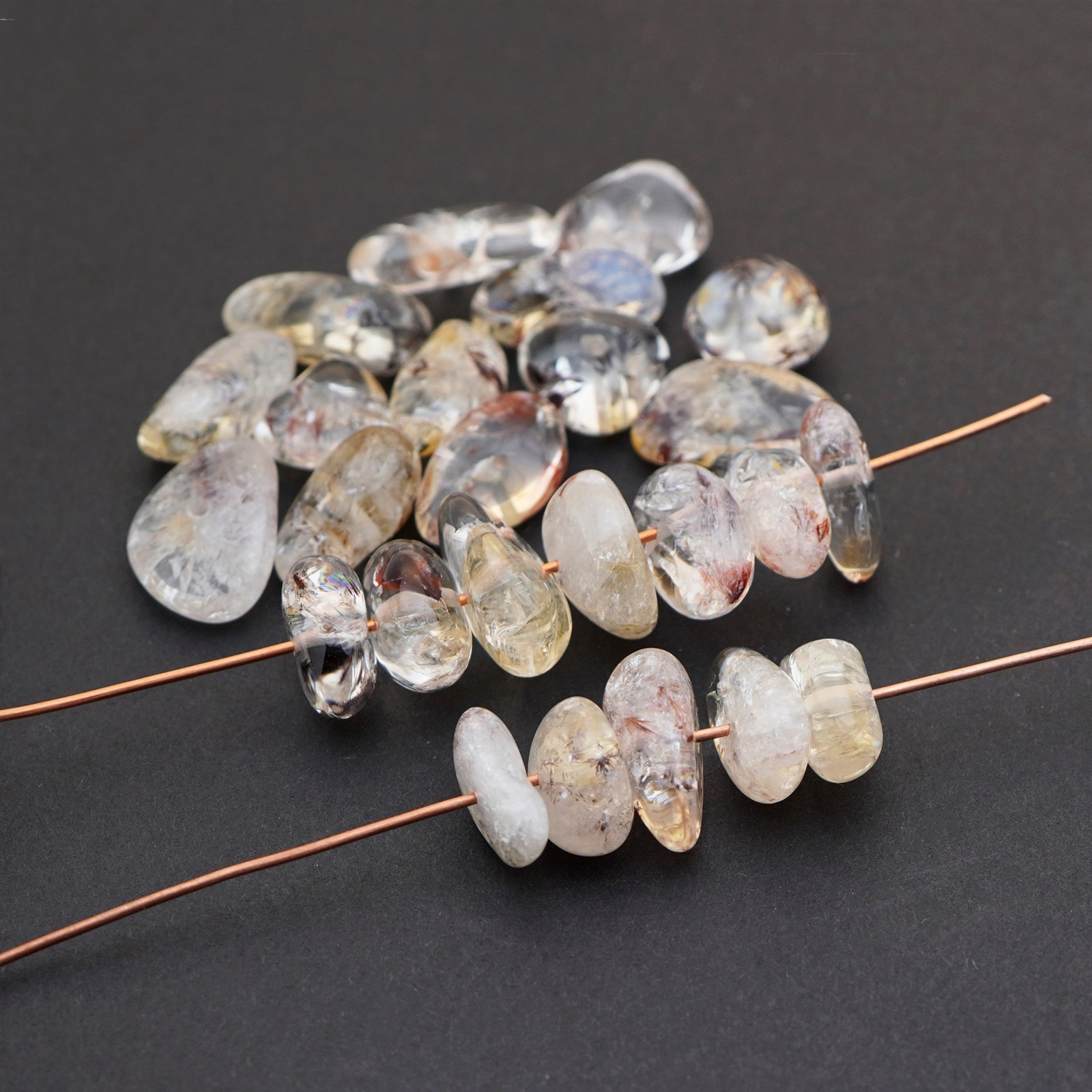 25 small side drilled pale yellow citrine nugget beads stone ranges 10mm 15mm