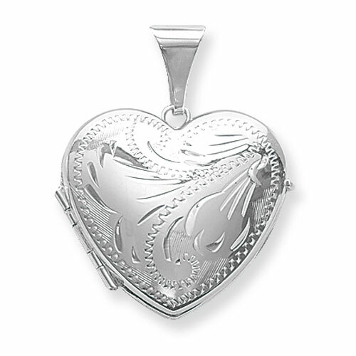 Solid Sterling Silver Engraved Heart Shape Locket Pendant 5.13 Gram – Gift Boxed