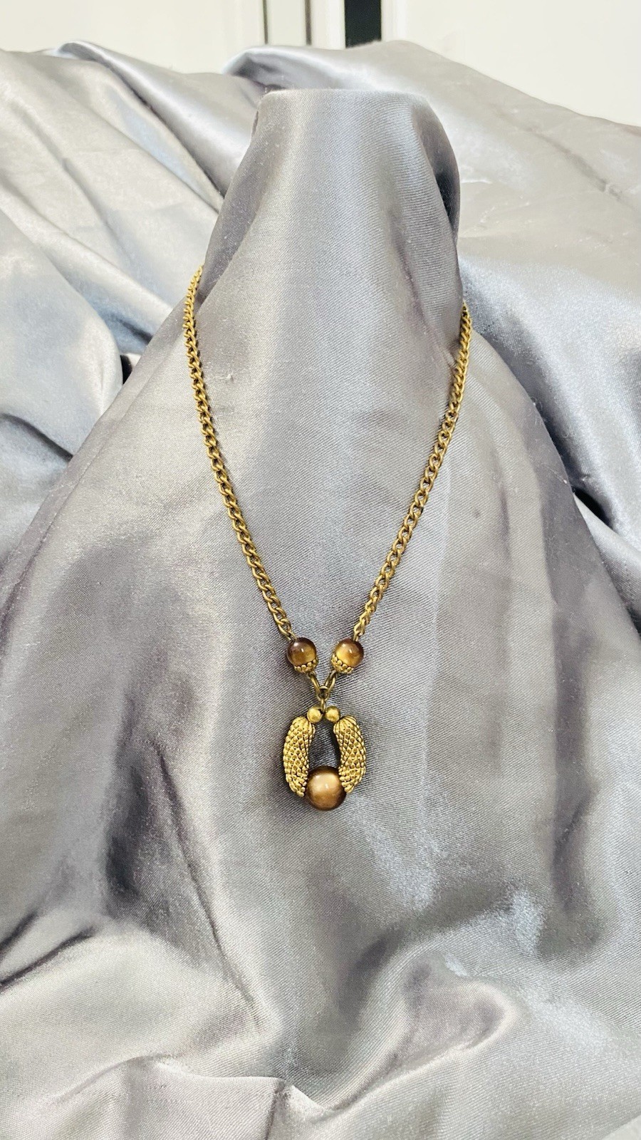 Mcm 20 In Tiger Eye Accent Goldtone Necklace