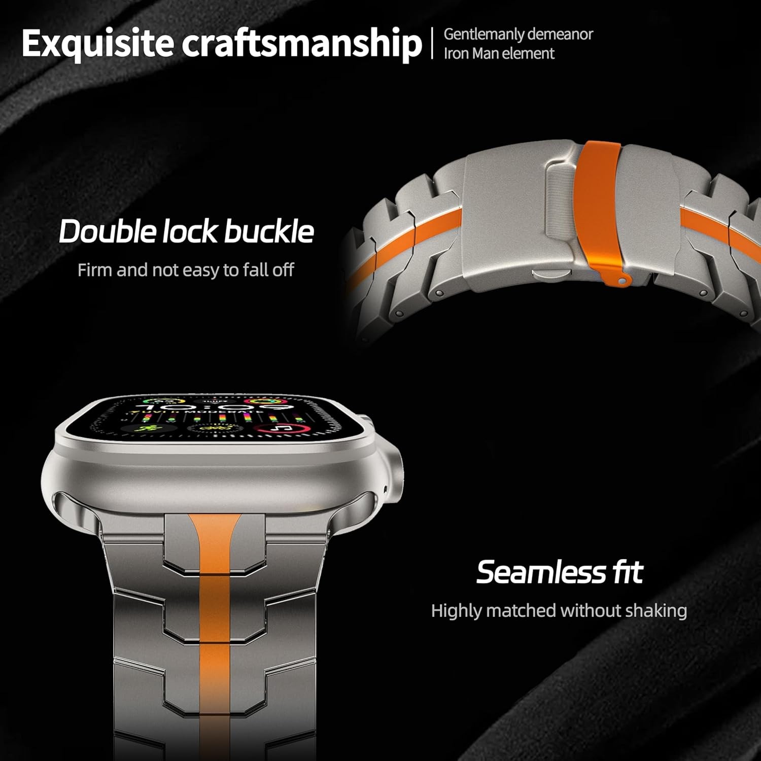 Luxury Titanium Metal Case Band For Apple Watch Ultra 3 49mm 11 10 9 8 7 6 5 SE